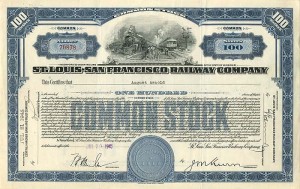 St. Louis-San Francisco Railway Co. - 1937-45 dated Railroad Stock Certificate